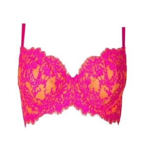 Victoria's Secret Very Sexy Pink & Coral Unlined Demi Buste Bra Size 32DD